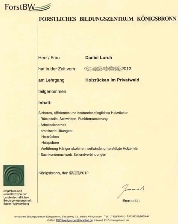 Rücken im Privatwald