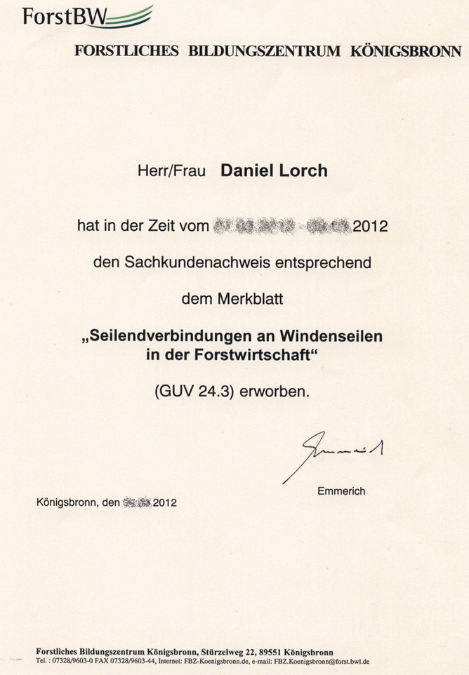 Sachkundenachweis Seilendverbindungen