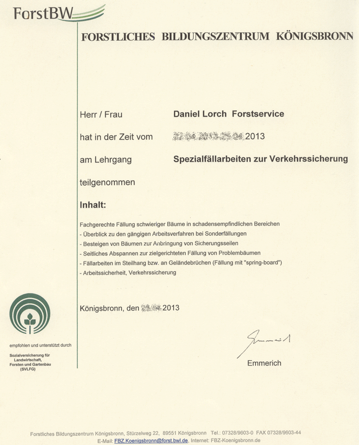 Spezialf&auml;llungen zur Verkehrssicherung