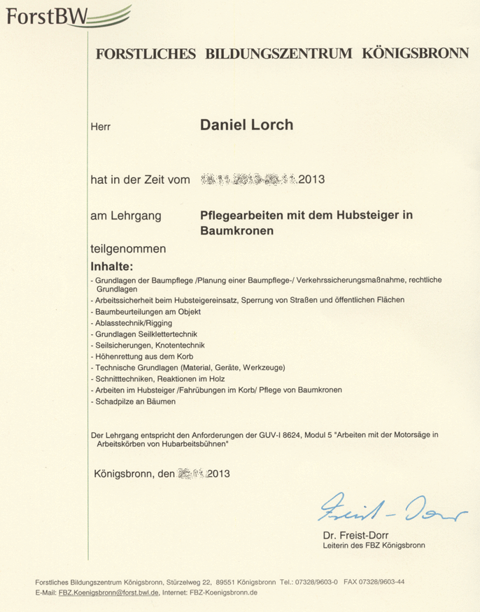 Pflegearbeiten mit Hubarbeitsbühnen